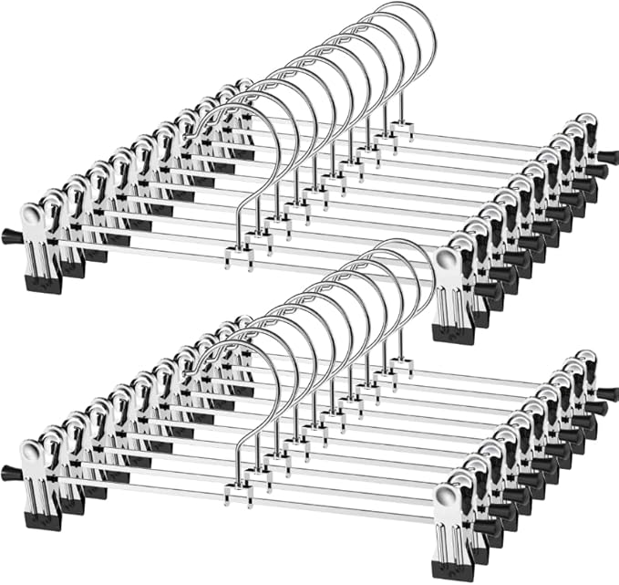 Heavy Duty Pant & Jeans Hangers with Clips - 20 Pack Space Saving Closet Organizer