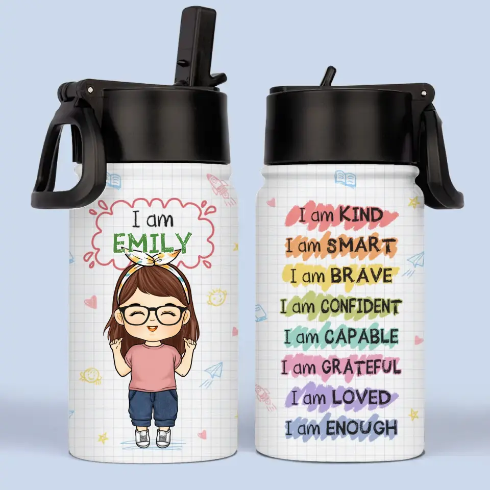 Bebotd I Am Kind - Personalized Custom Kid Water Bottle - Back To School Gift For Kid, Grandkid