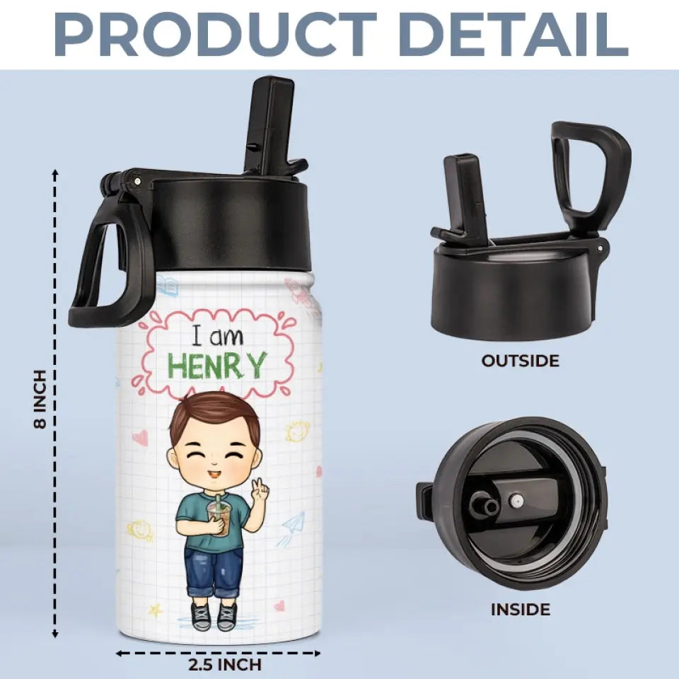 Bebotd I Am Kind - Personalized Custom Kid Water Bottle - Back To School Gift For Kid, Grandkid