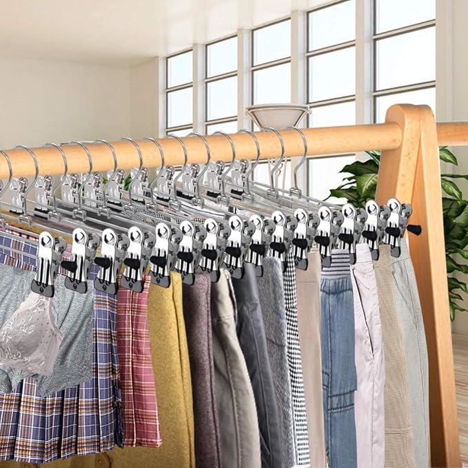 Heavy Duty Pant & Jeans Hangers with Clips - 20 Pack Space Saving Closet Organizer