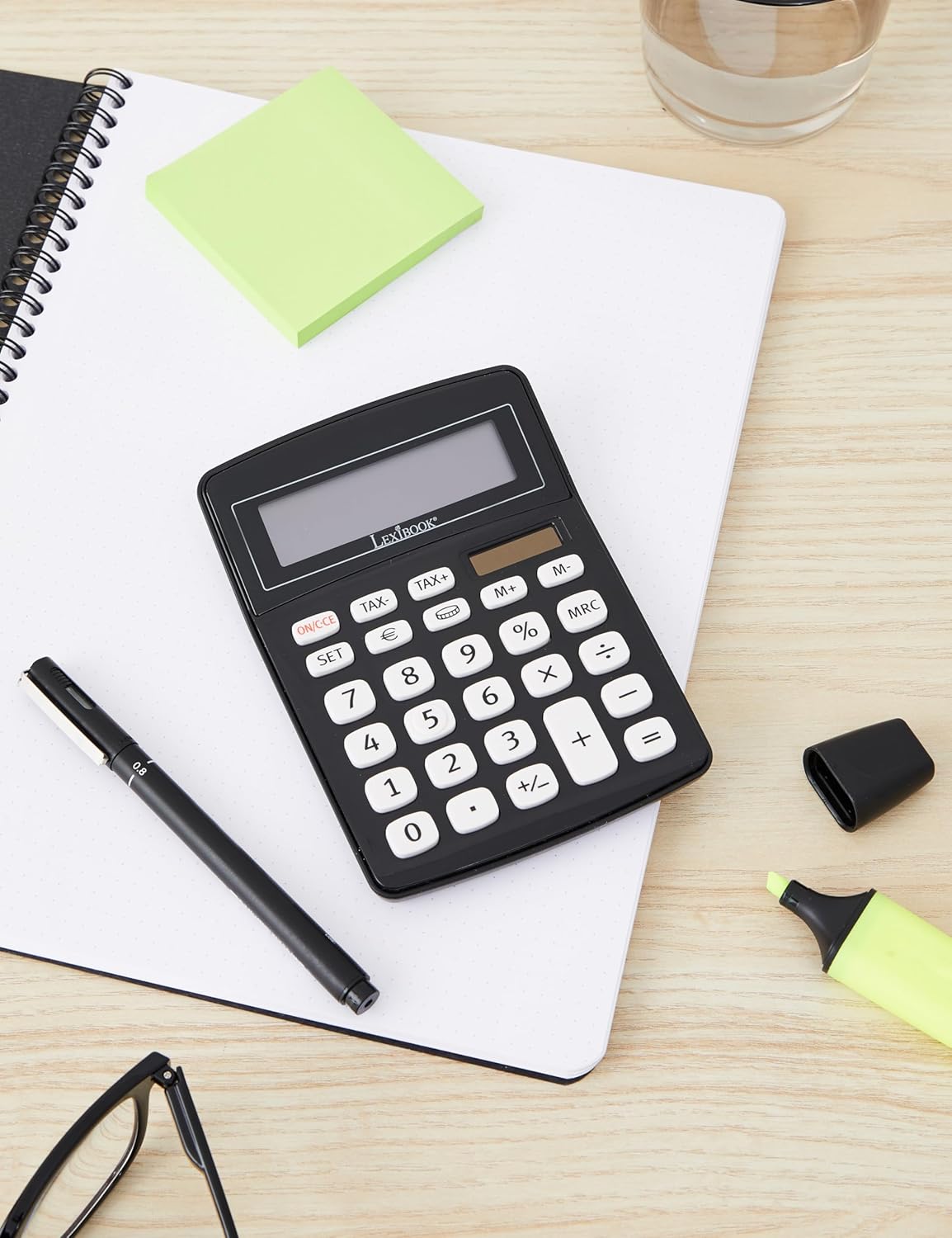 Bebotd Lexibook EL226 Smart Euro & Tax Calculator | Dual Power, Solar Powered, Sleek Black