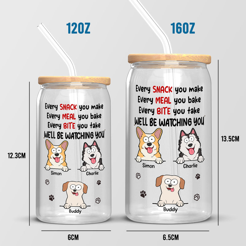 Bebotd's "Every Snack You Make We'll Be Watching You" - Custom Dog Personalized Glass Cup, Iced Coffee Cup - The Ultimate Gift For Pet Owners & Pet Lovers
