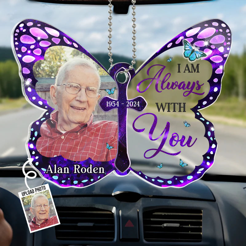 Bebotd Memorial Car Ornament – Personalized “I Am Always With You” Custom Photo Sympathy Gift